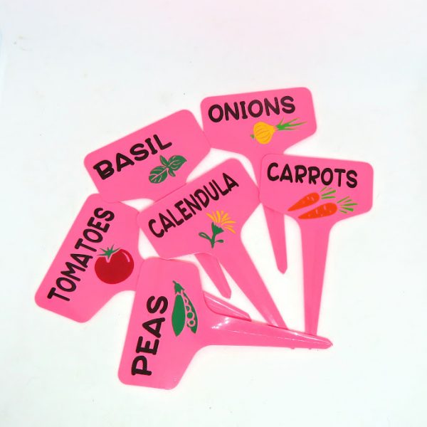 Plant labels pink handmade 